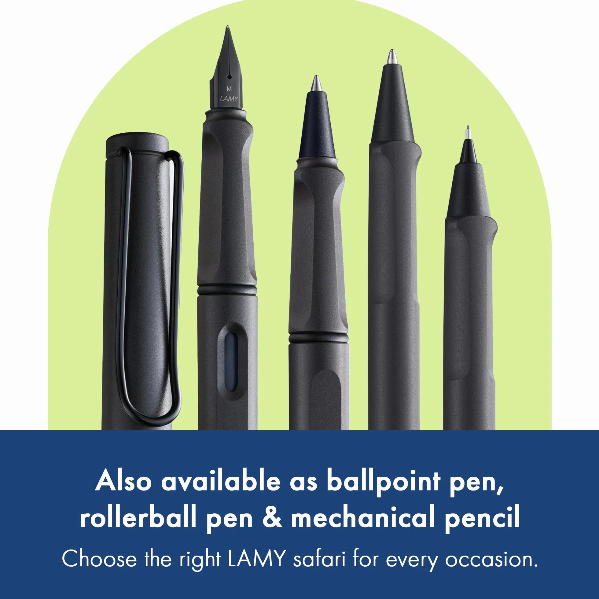 Lamy safari umbra - Stylo Plume avec grip ergonomique et plume acier blacke en taille M - matière plastique robuste ASA - avec cartouche bleue T 10 - Droitier
