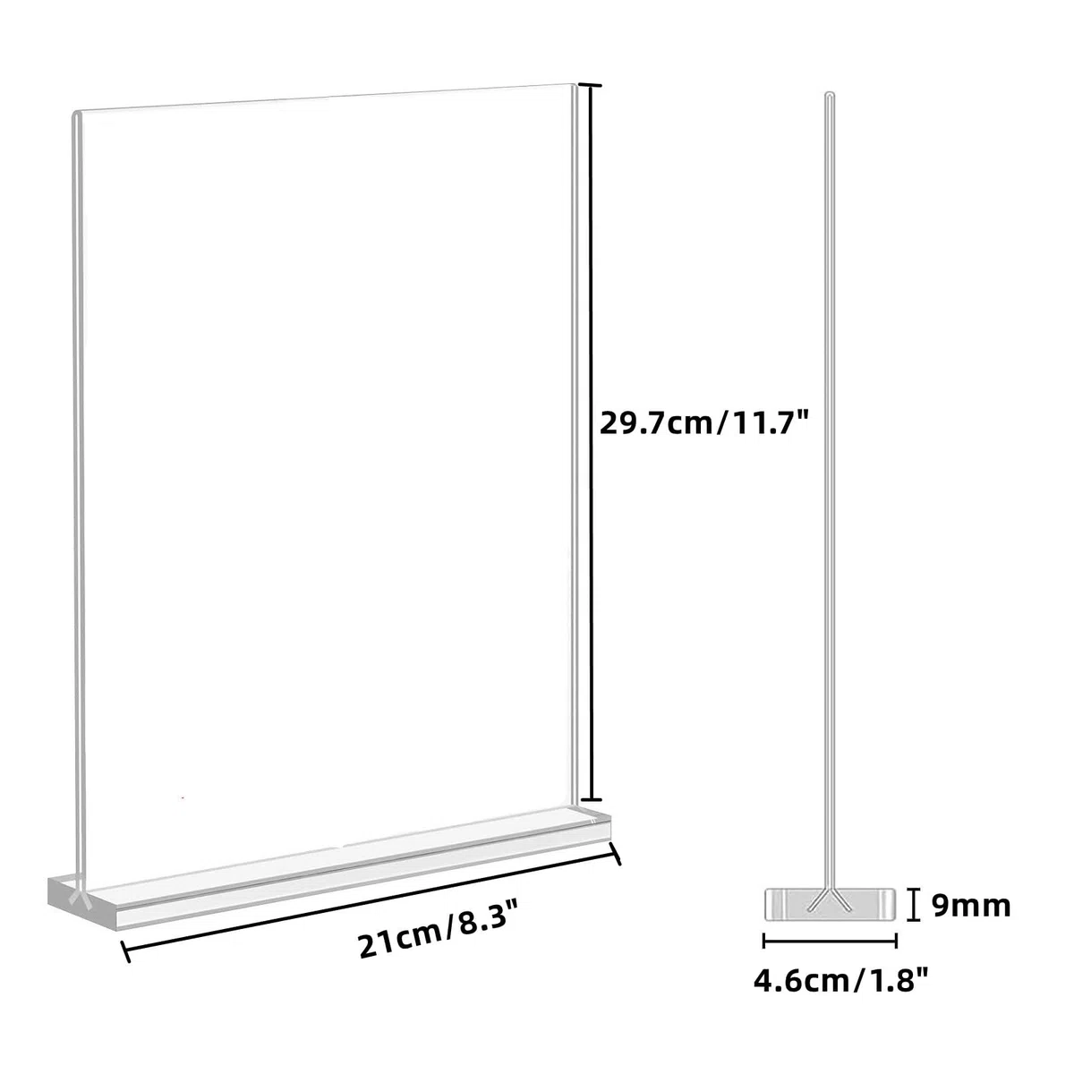 Présentoir de Table A4, Lot de 6 Porte Document en Acrylique – Présentoir de comptoir en T double face pour Menus, Publicité, Photo