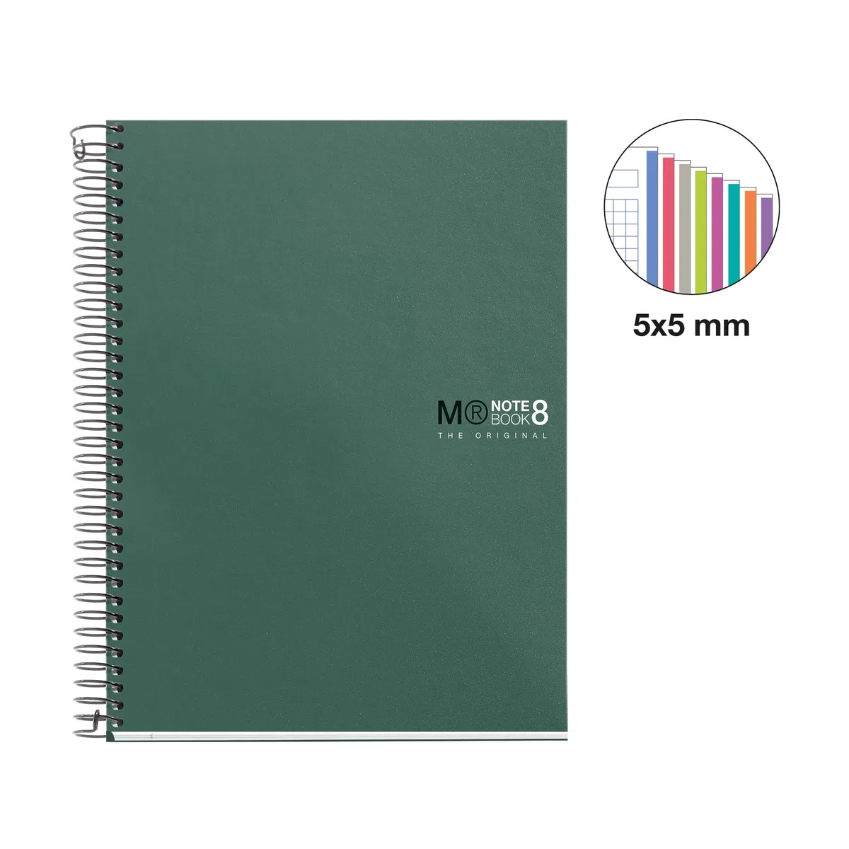 Miquelrius - Lot 3 cahiers A5 quadrillés, Notebook The Original, 8 bandes de couleur, Couverture en polypropylène, 2 perforations pour le classement, 200 Pages de 70 g/m², Petits carreaux