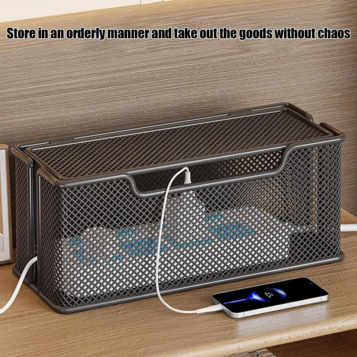 Boîte anti-cernes de fil, panier de câble de table, rangement des rallonges, facile à utiliser, peut être utilisé longtemps, pas facile à casser, 32 cm pour la maison